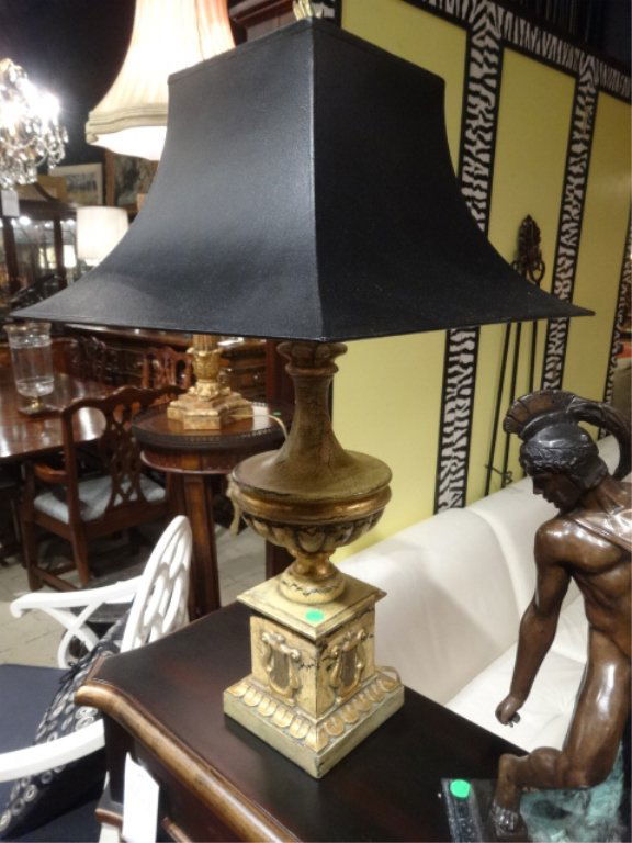 NEOCLASSICAL TABLE LAMP, ANTIQUED WHITE FINISH URN (1 of 5)