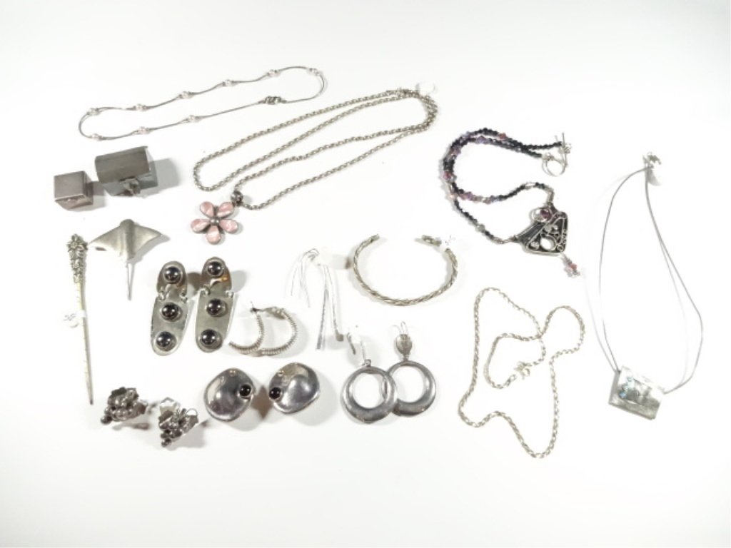 16 PC SILVER JEWELRY, INCLUDES 800 SILVER HATPIN, 5 (1 of 7)