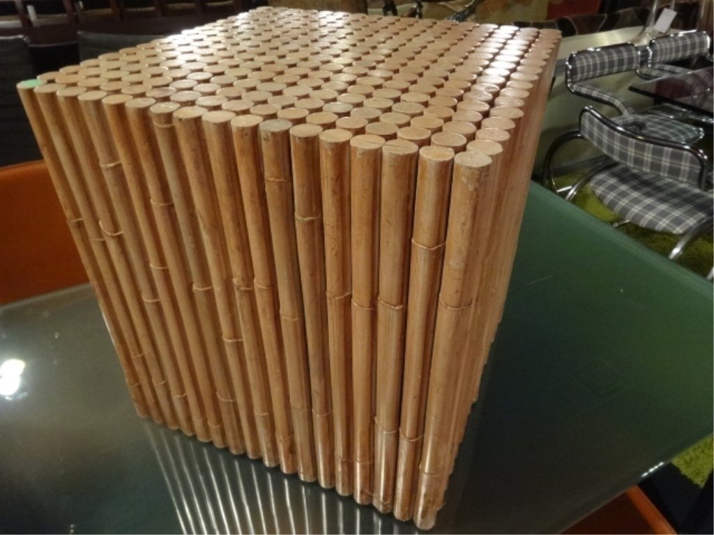 MODERN DESIGN SQUARE BAMBOO AND WOOD SIDE TABLE, (1 of 4)