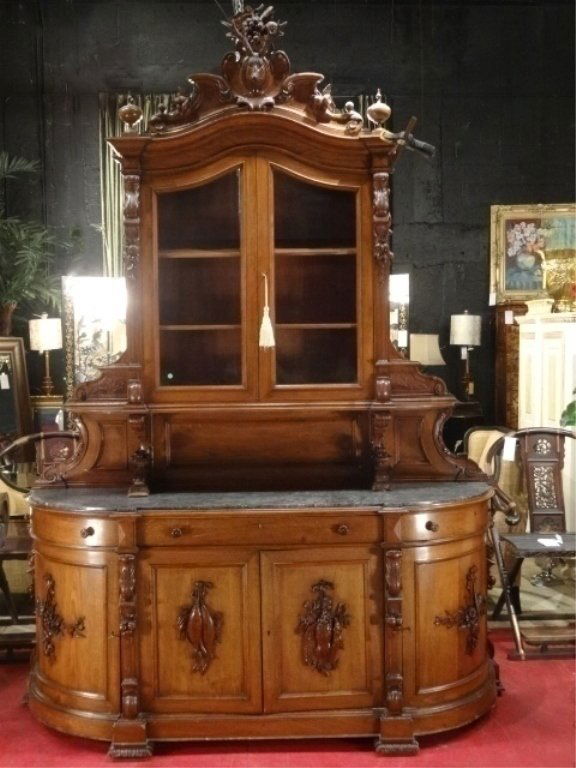 LARGE ANTIQUE FRENCH HUNT BOARD CABINET WITH CARVED (1 of 10)