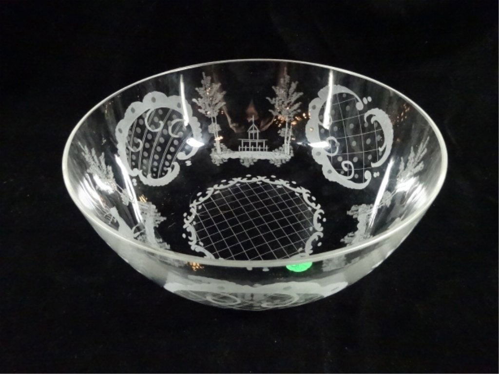 ETCHED CRYSTAL BOWL, APPROX 3 3/8" X 9", SKU387.02 (1 of 4)