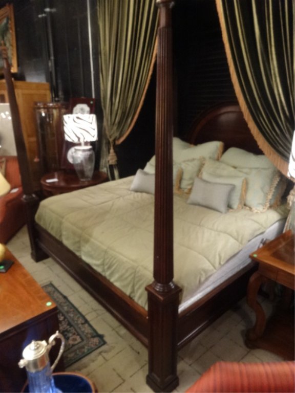BRITISH WEST INDIES STYLE KING BED, 4 POSTS, MAHOGANY (1 of 6)