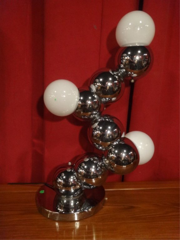 1970's CHROME BALL LAMP, 3 LIGHTS, ROBERT SONNEMAN (1 of 8)