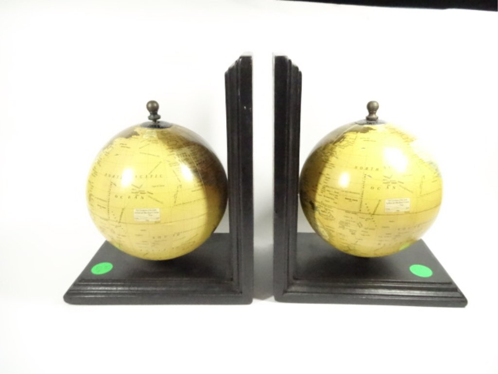 PAIR OF GLOBE BOOKENDS, APPROX 8.5" X 7" (1 of 3)
