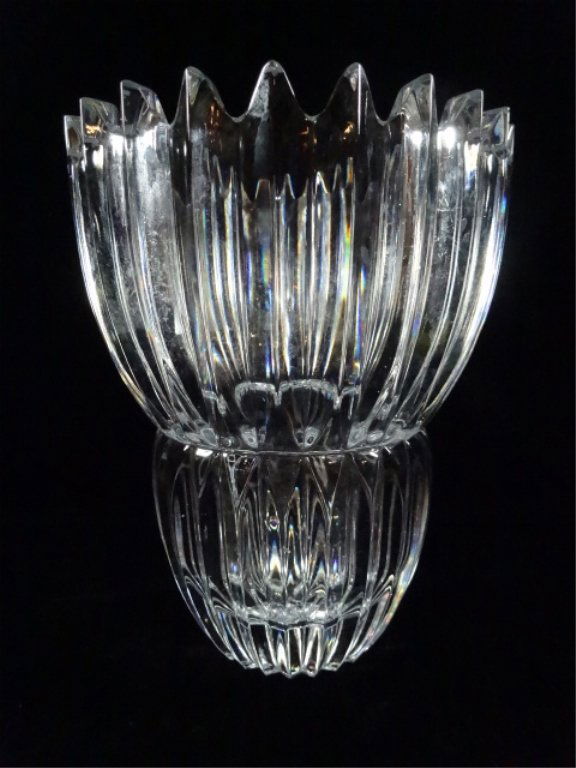 LARGE CRYSTAL VASE, FLUTED DESIGN, APPROX 9.25"H X (1 of 3)