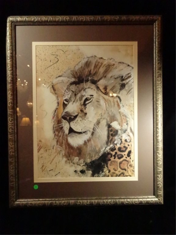 LARGE FRAMED PRINT, LION, FRAMED SIZE APPROX 32.5" X (1 of 6)