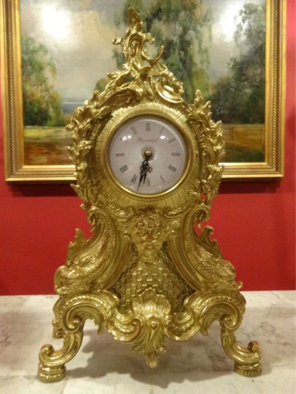 ITALIAN IMPERIAL ROCOCO BRASS MANTEL CLOCK, MADE IN