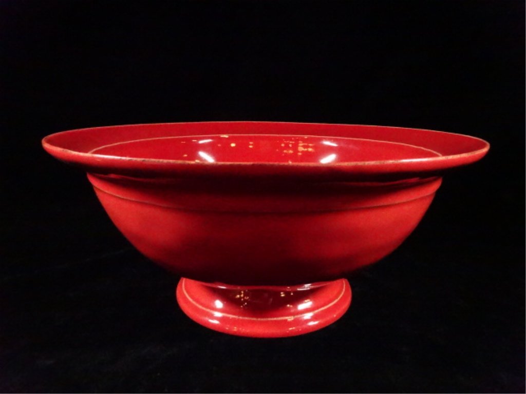LARGE POTTERY BARN RED BOWL, HANDCRAFTED IN PORTUGAL, (1 of 4)
