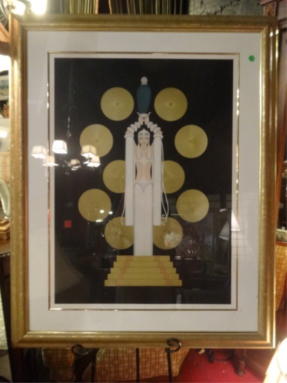 ERTE ART DECO PRINT, "EMERALD VASE", FEMALE FIGURE IN (1 of 4)