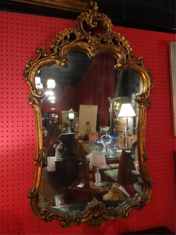 LARGE ROCOCO GILT WOOD MIRROR, VERY GOOD CONDITION, 50" (1 of 5)