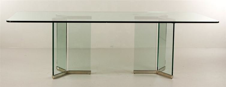 LEON ROSEN FOR PACE COLLECTION GLASS DINING TABLE WITH (1 of 7)