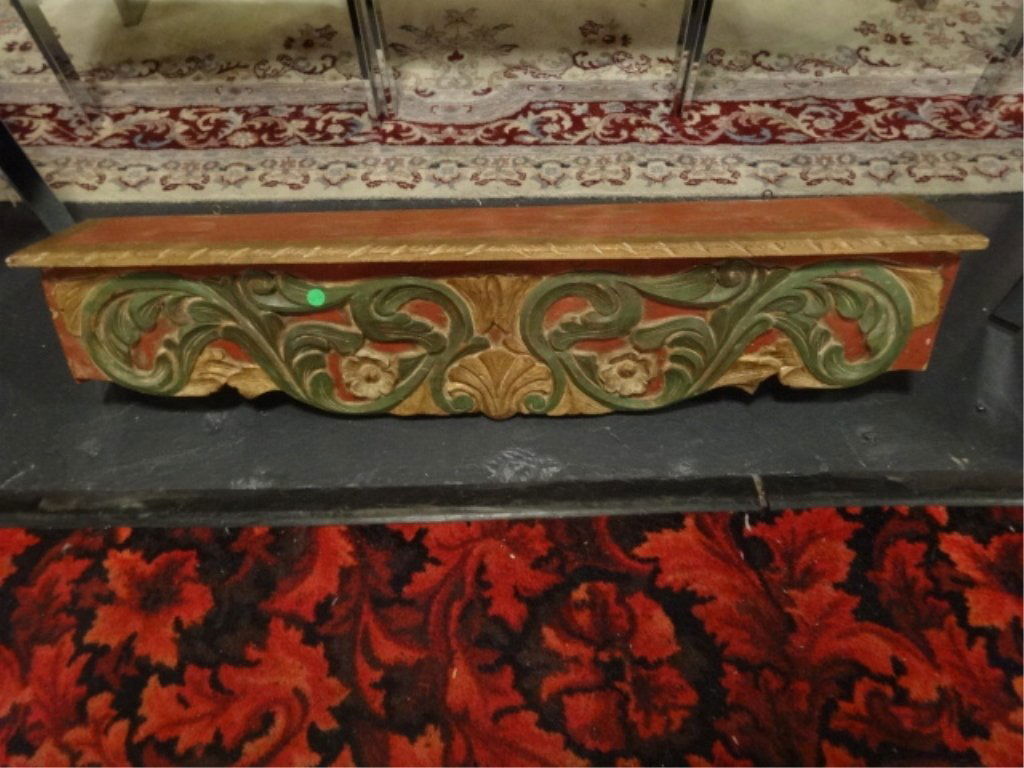 CARVED AND PAINTED WOOD SHELF, APPROX 3.5'W,SKU470.21 (1 of 5)