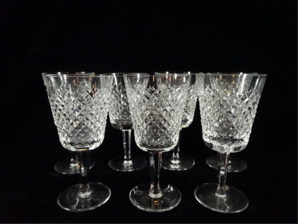 7 WATERFORD CRYSTAL WATER GOBLETS, ALANA PATTERN, (1 of 5)