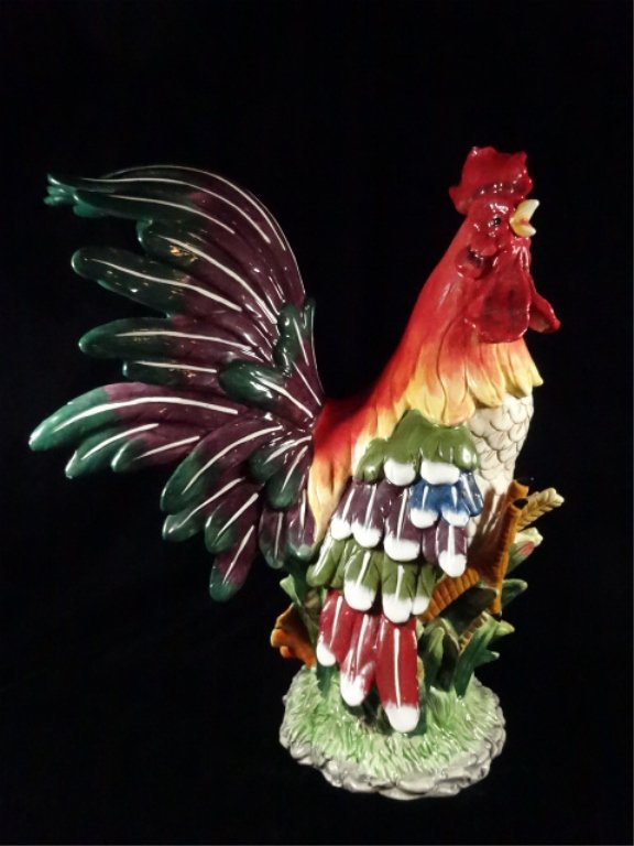 LARGE ROOSTER SCULPTURE, CERAMIC, APPROX 18"H (1 of 7)