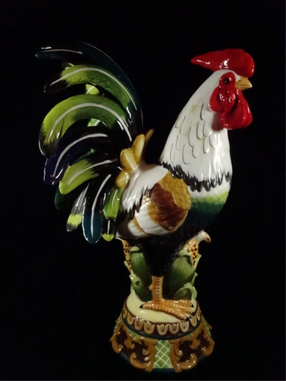 LARGE ROOSTER SCULPTURE, CERAMIC, MINOR STRESS (1 of 6)