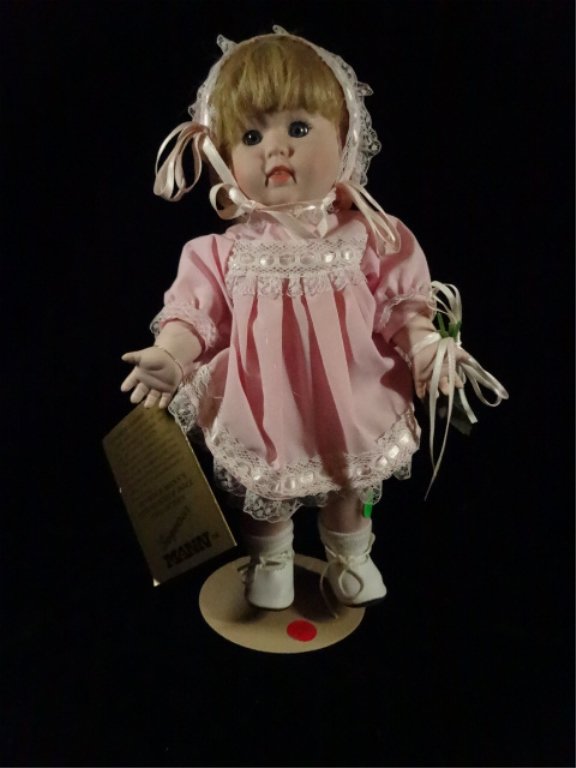 SEYMOUR MANN COLLECTIBLE DOLL, PINK DRESS, APPROX (1 of 5)