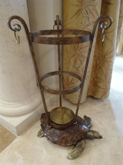 METAL UMBRELLA STAND WITH TURTLE FORM BASE, APPROX 28"H (1 of 4)