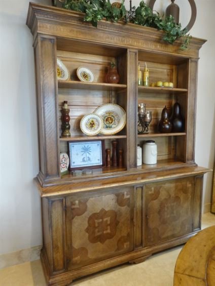 FRENCH STYLE BUFFET WITH HUTCH TOP AND DISPLAY SHELVES, (1 of 4)