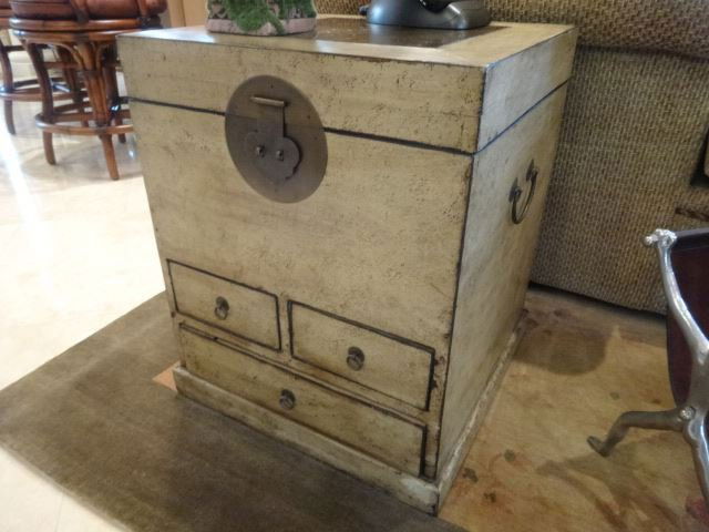 ASIAN INSPIRED CHEST TABLE WITH BRASS PULLS AND (1 of 4)