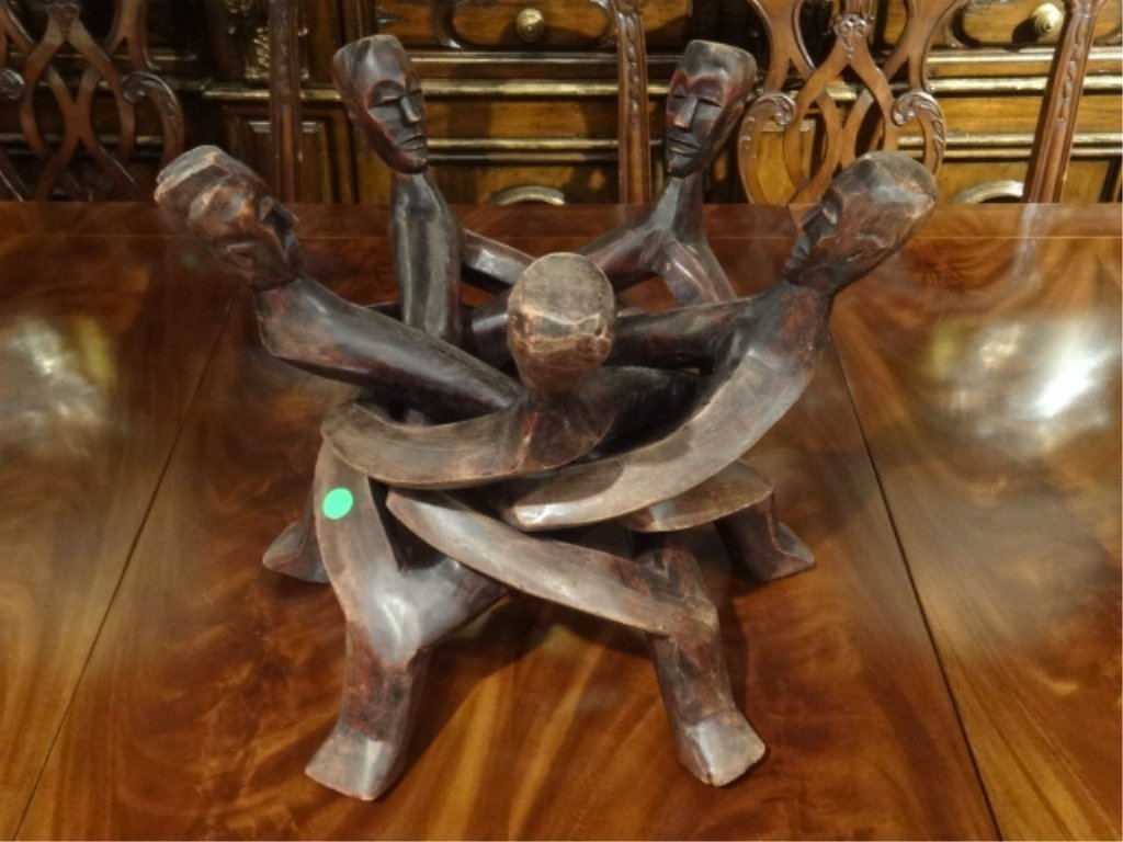 AFRICAN FOLDING WOOD FIGURAL BASE FOR TABLE OR BOWL, 5 (1 of 7)