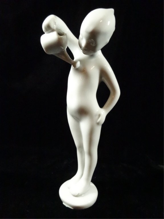 VINTAGE ROYAL DUX PORCELAIN GIRL FIGURINE, APPROX 8",: VINTAGE ROYAL DUX PORCELAIN GIRL FIGURINE, APPROX 8", #2 OF TWO AVAILABLE
