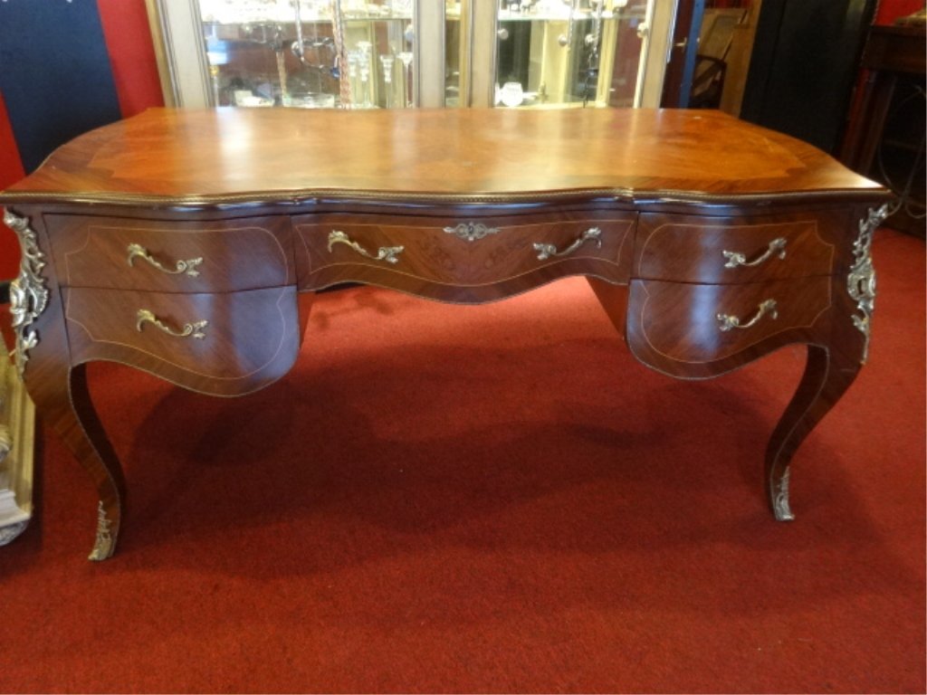 LOUIS XV STYLE DESK, GILT METAL MOUNTS, 5 DRAWERS, VERY (1 of 10)