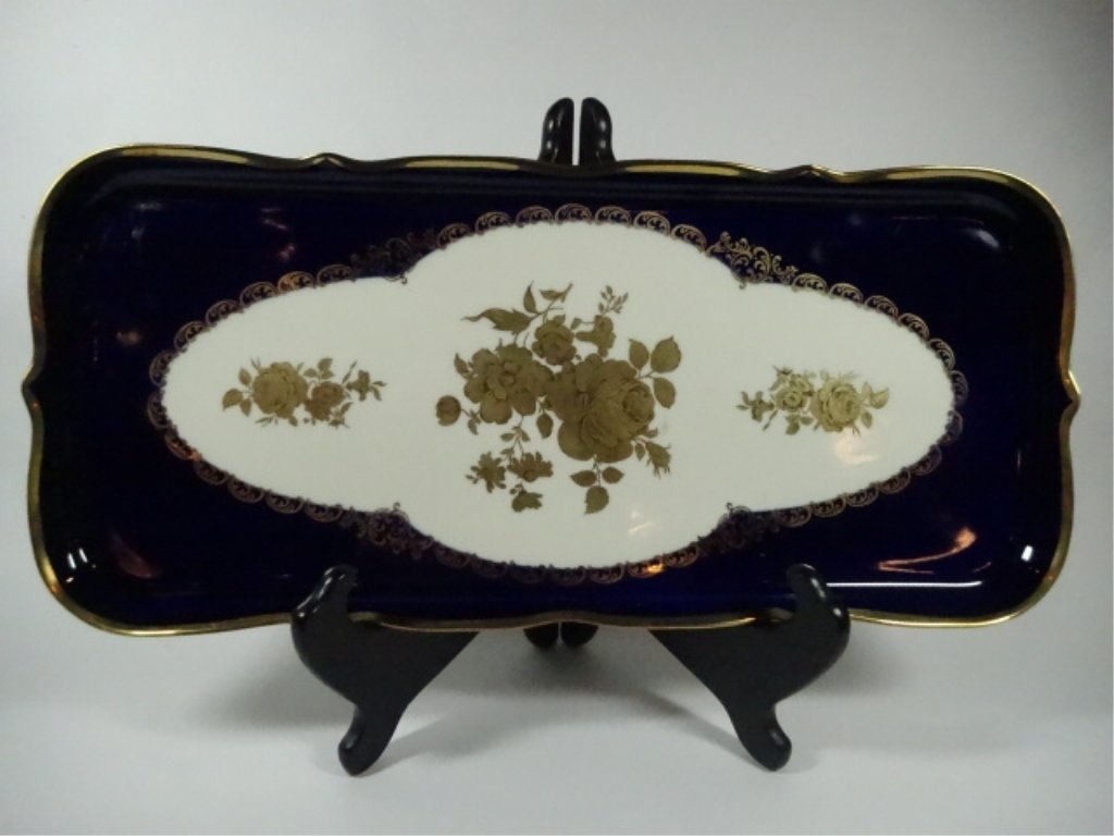 LINDNER BAVARIA ECHT KOBALT PORCELAIN TRAY, APPROX 14 (1 of 7)