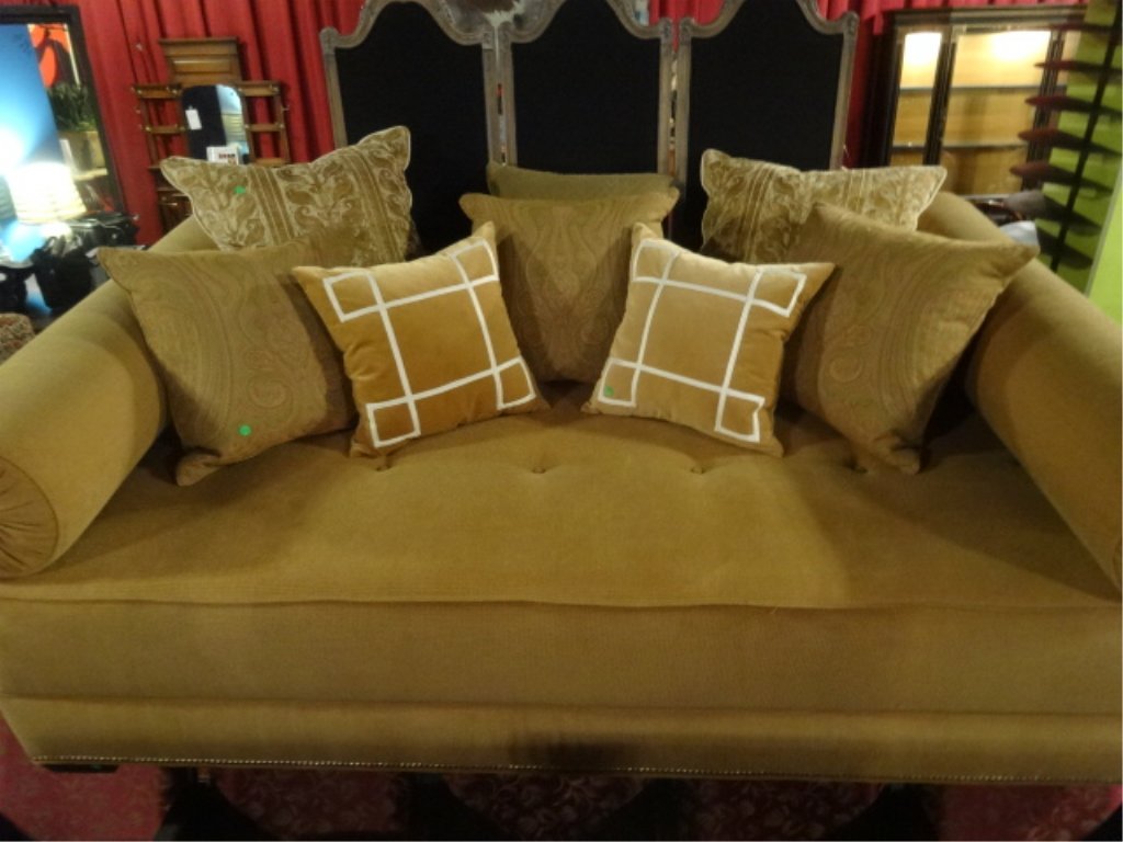 UPHOLSTERED DAYBED WITH ROUND BOLSTER PILLOWS AND (1 of 6)