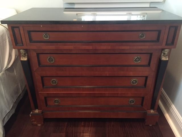 NEOCLASSICAL 4 DRAWER CHEST, BLACK GRANITE TOP, (1 of 3)