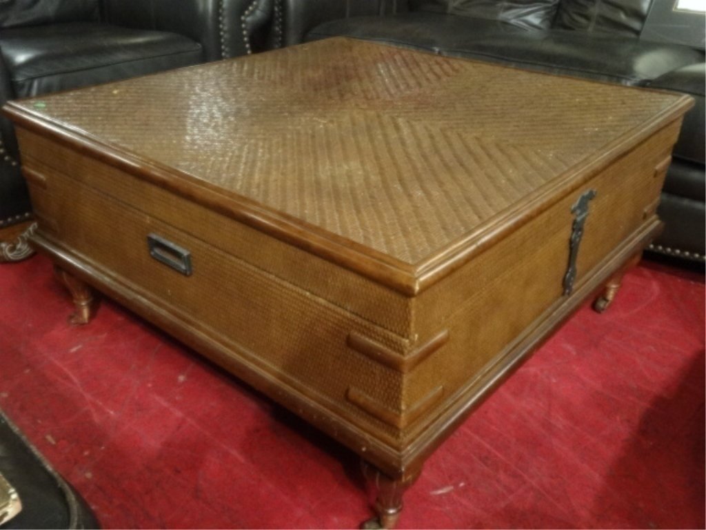 TOMMY BAHAMA STYLE STORAGE COFFEE TABLE, RATTAN (1 of 7)