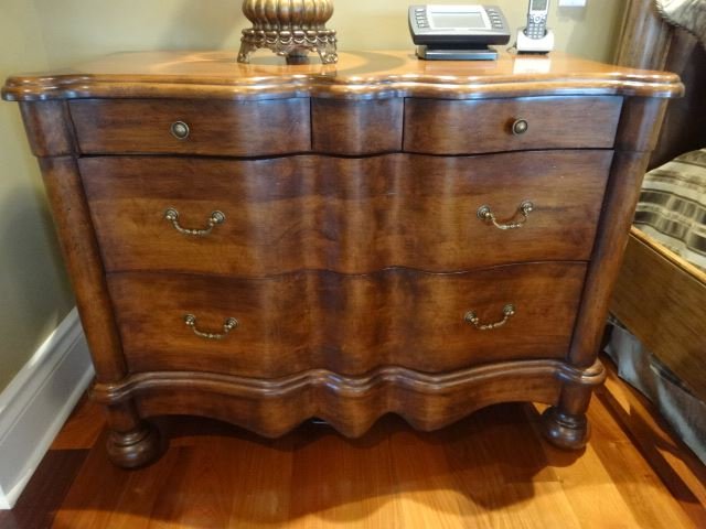 PAIR MAYLAND COURT 4 DRAWER CHESTS, SERPENTINE FRONTS, (1 of 5)