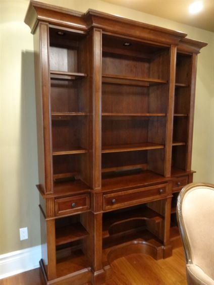 LIGHTED STANLEY FURNITURE BOOKCASE WITH DROPFRONT DESK, (1 of 7)