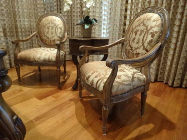 PAIR LOUIS XVI STYLE OVAL BACK ARMCHAIRS, FOLIATE (1 of 10)