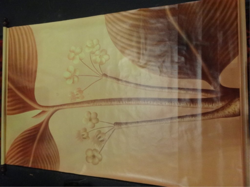 LARGE ASIAN MOTIF WALL HANGING SCROLL, FOIATE DESIGN IN (1 of 6)