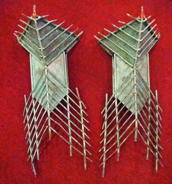 PAIR PATINATED COPPER LIGHTING FIXTURES, FROM THE (1 of 4)