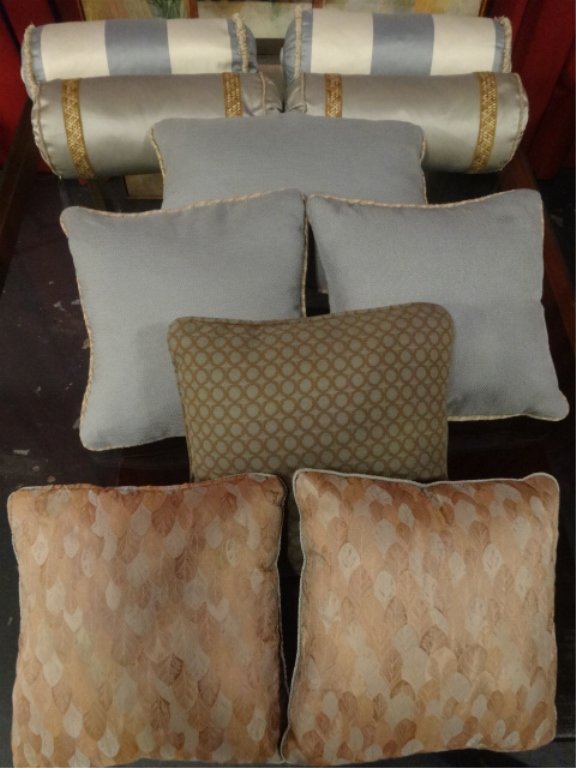 SET OF 10 DECORATOR ACCENT PILLOWS, PALE BROWN AND (1 of 6)
