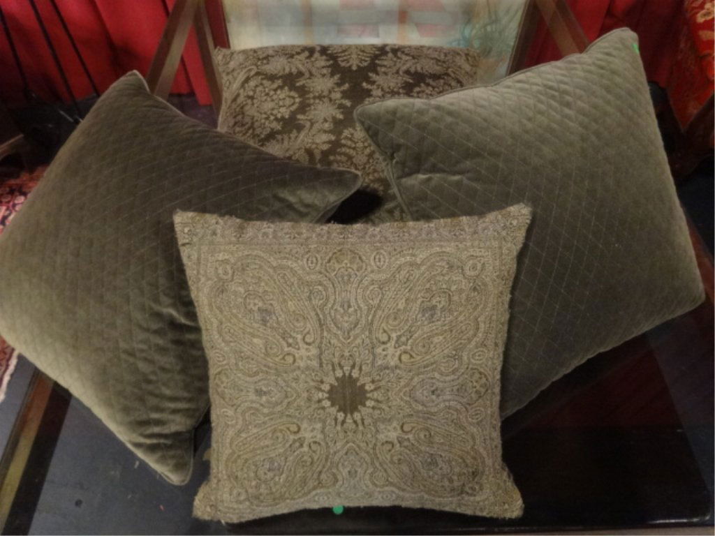 SET OF 4 DECORATOR ACCENT PILLOWS, TAUPE/GRAY, (1 of 5)