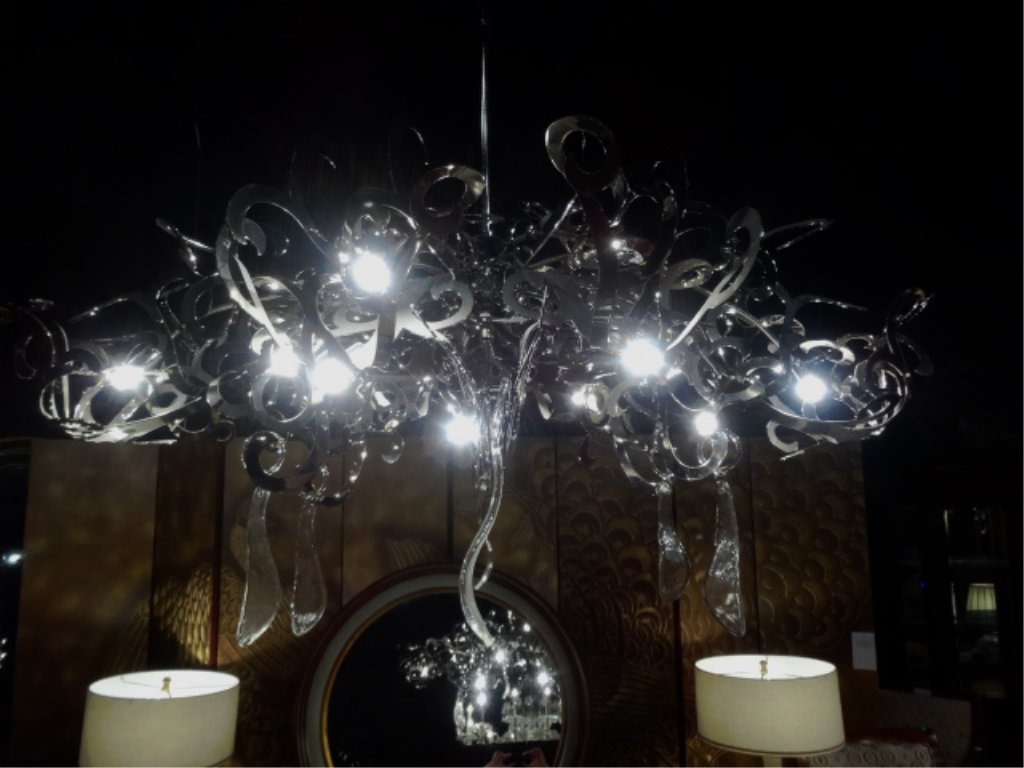 MODERN DESIGN CHROME CHANDELIER, ELABORATE CHROME CURLS (1 of 8)
