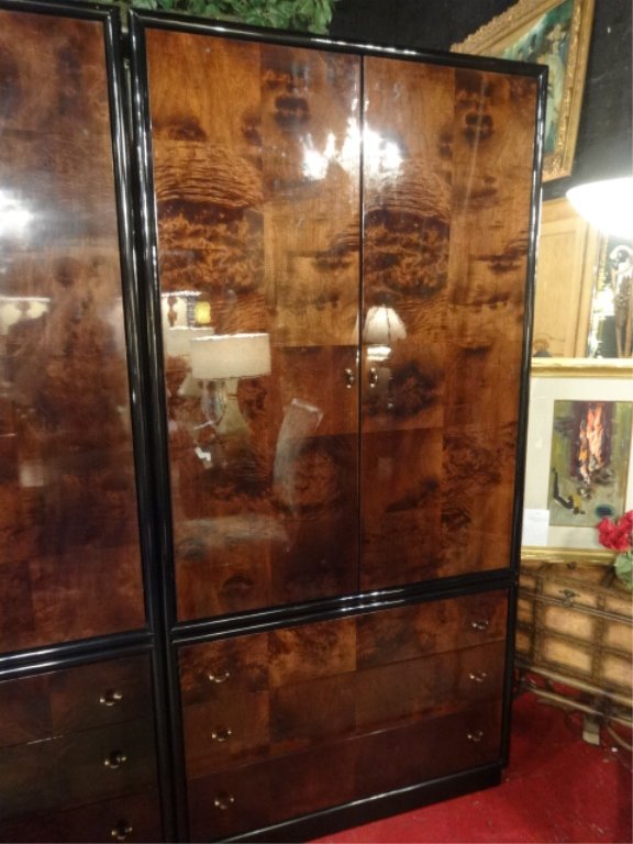 HENREDON SCENE 3 CABINET, BURLED WOOD WITH BLACK (1 of 8)