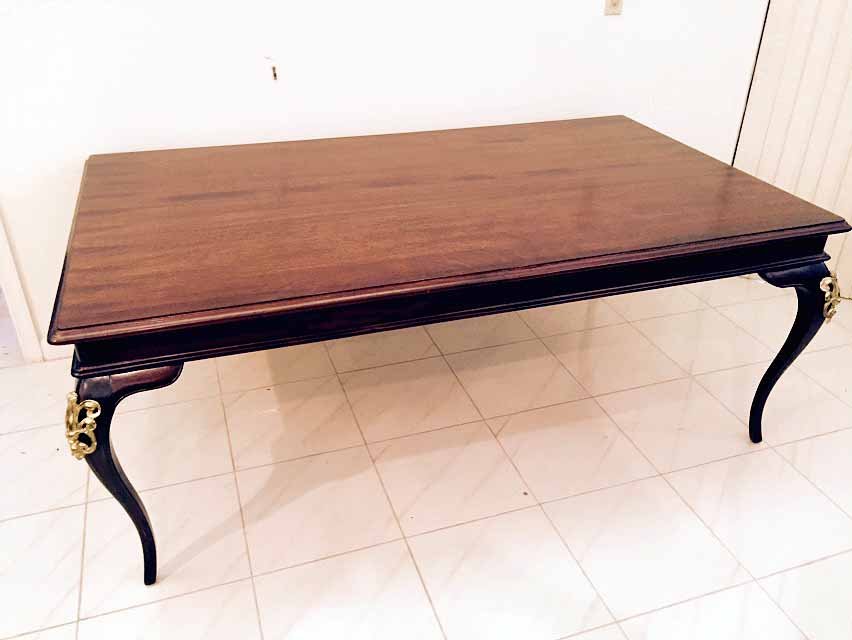 LOUIS XV STYLE DINING TABLE, DARK FINISH WITH CABRIOLE (1 of 6)