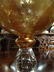 LARGE GOLD ART GLASS CENTERPIECE PEDESTAL BOWL, CLEAR - 5
