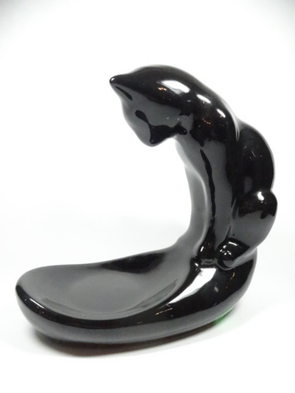 VINTAGE CERAMIC BLACK CAT, OVERLOOKS FISH BOWL (BOWL (1 of 7)