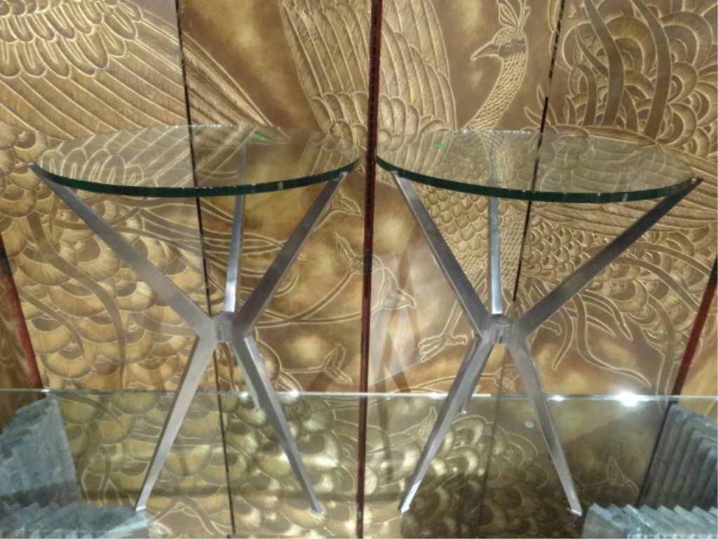 PAIR MODERNIST ALUMINUM TABLES, AFTER ADRIAN PEARSALL, (1 of 7)