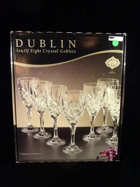 7 SHANNON CRYSTAL GOBLETS, 9 OZ, WITH ORIGINAL BOX, SET (1 of 4)
