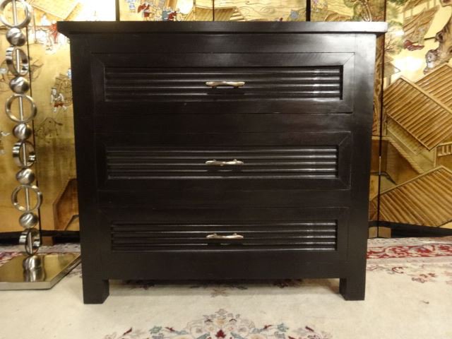 CONTEMPORARY BLACK FINISH 3 DRAWER CHEST, NICKEL FINISH (1 of 5)