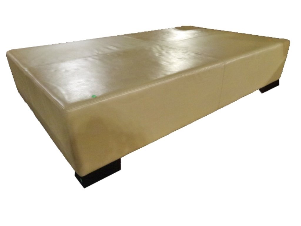 MODERN BEIGE LEATHER 6 FT OTTOMAN, RECTANGULAR LEATHER (1 of 4)