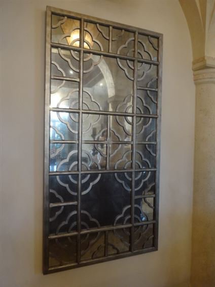 LARGE JOHN RICHARD ORNATE METAL MIRROR WITH ANTIQUED (1 of 5)