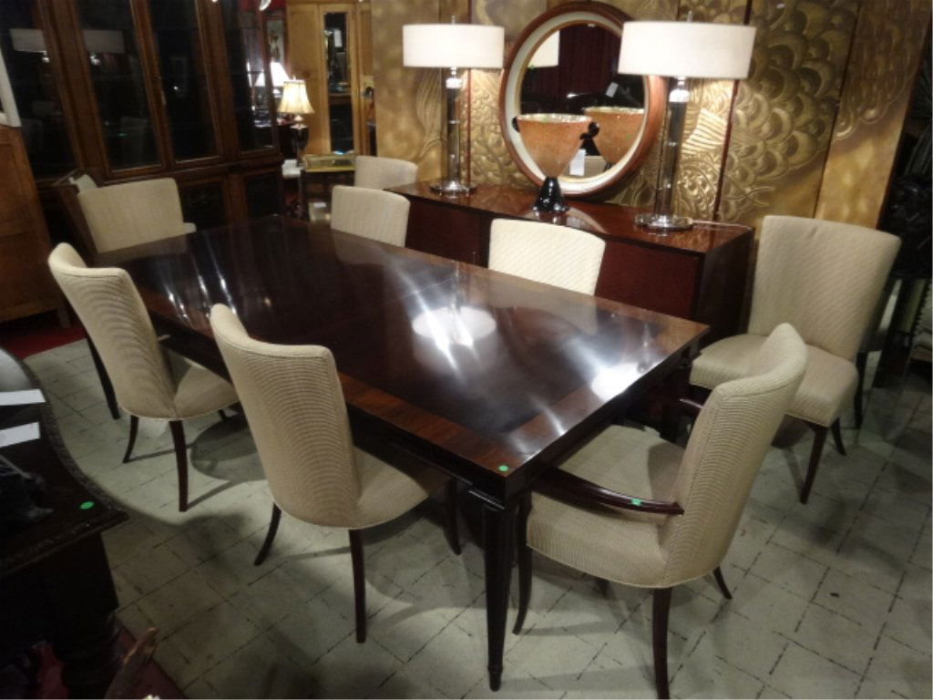 JOHN WIDDICOMB DINING TABLE WITH 8 CHAIRS, DARK FINISH, (1 of 10)