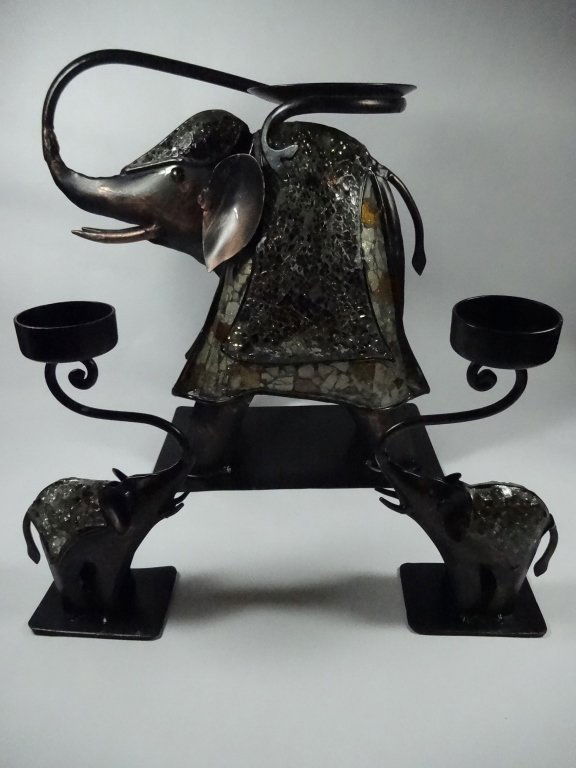 3 PC METAL ELEPHANT CANDLEHOLDERS, APPROX 11"H & 7"H (1 of 9)