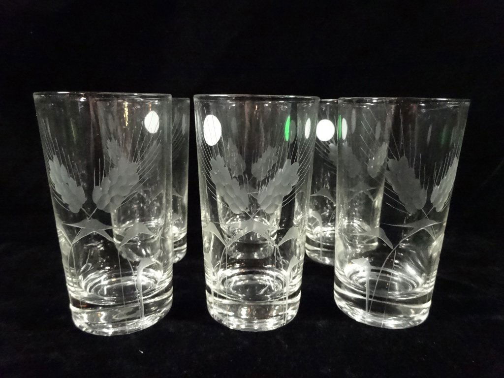 6 CRYSTAL TUMBLERS, ETCHED WHEAT DESIGN, APPROX 5.25"H (1 of 4)